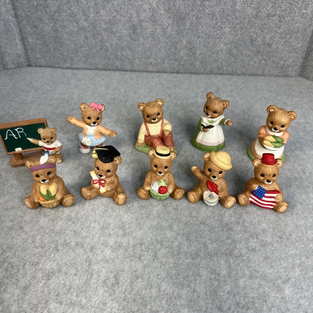 Vtg Homco 2" Bear Figurines‎ 1413 1462 1421 1409 Set Of 10